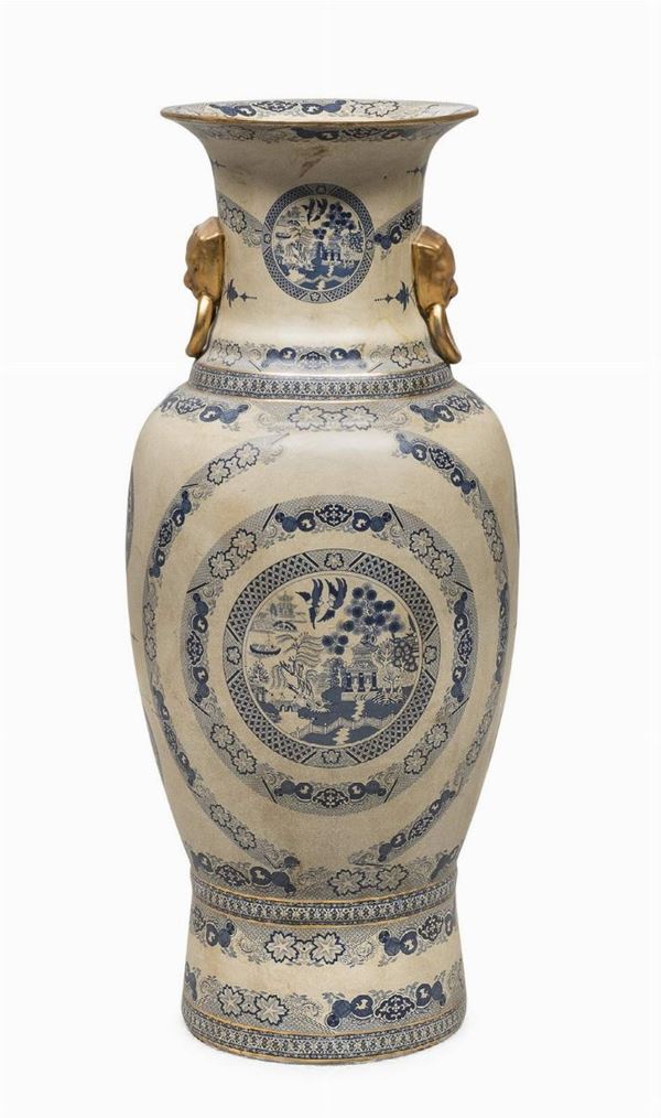 VASO IN CERAMICA BIANCO E BLU, CINA