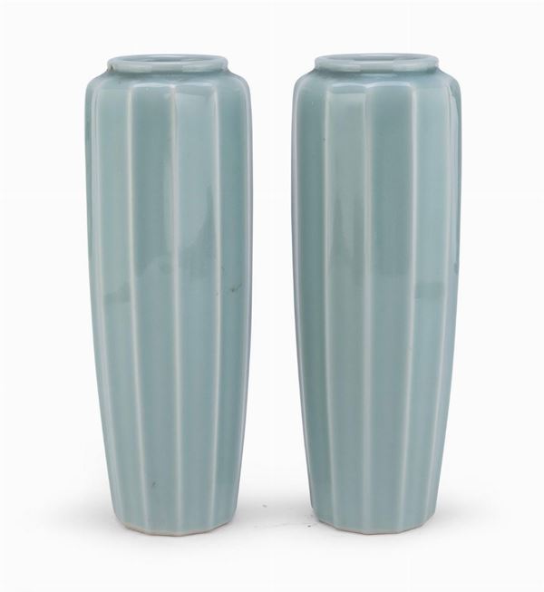 COPPIA DI VASI CELADON, GIAPPONE