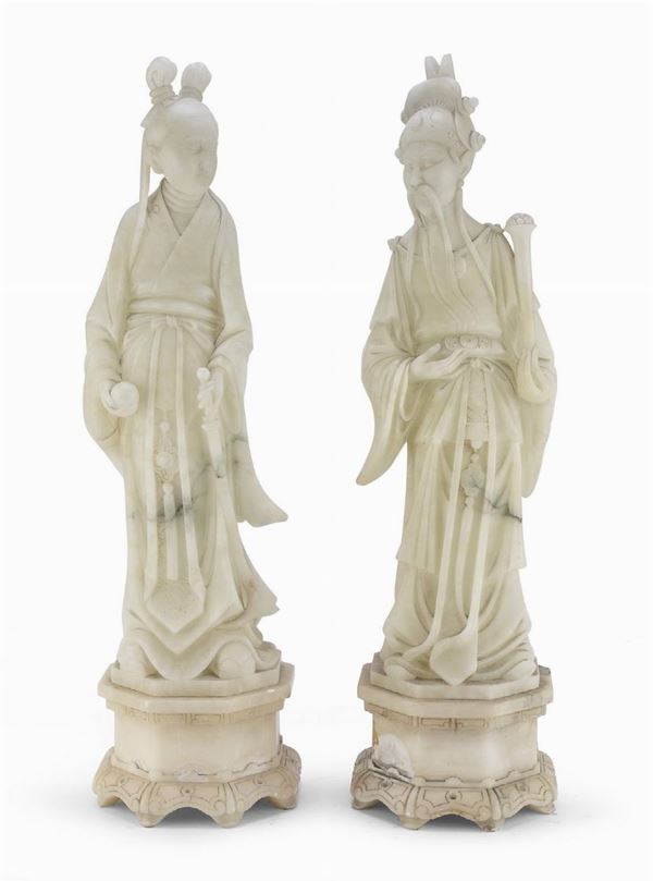 GUANDI E HUA MULAN IN ALABASTRO, CINA