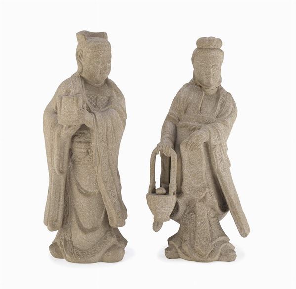 COPPIA DI SCULTURE IN CERAMICA, CINA