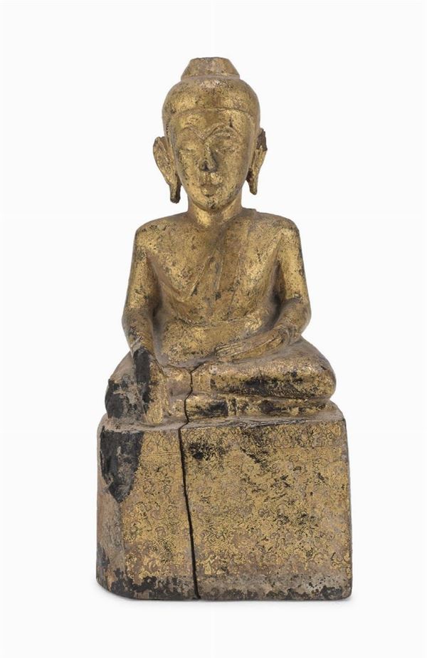 BUDDHA  IN LEGNO DORATO, LAOS