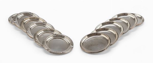 SEI POSACENERE E SEI SOTTOBBICCHIERI IN SILVERPLATED