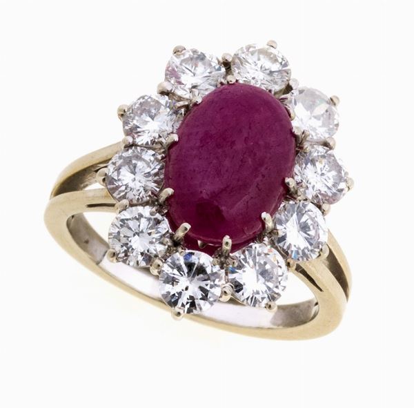 ANELLO CON RUBINO E BRILLANTI