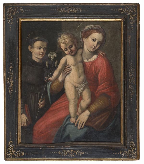 LA VERGINE CON IL BAMBINO E SANT&#39;ANTONIO DI PITTORE FIORENTINO