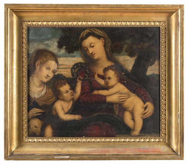 DIPINTO VERGINE COL BAMBINO DI SEGUACE DI JACOPO PALMA IL VECCHIO