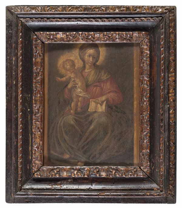 MADONNA CON IL BAMBINO CON CORNICE S. ROSA