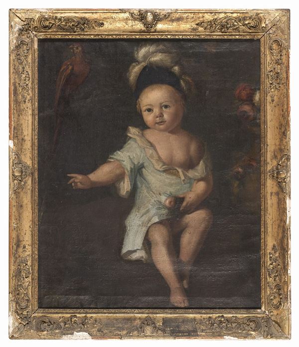 BAMBINA CON PAPPAGALLO DI SCUOLA OLANDESE
