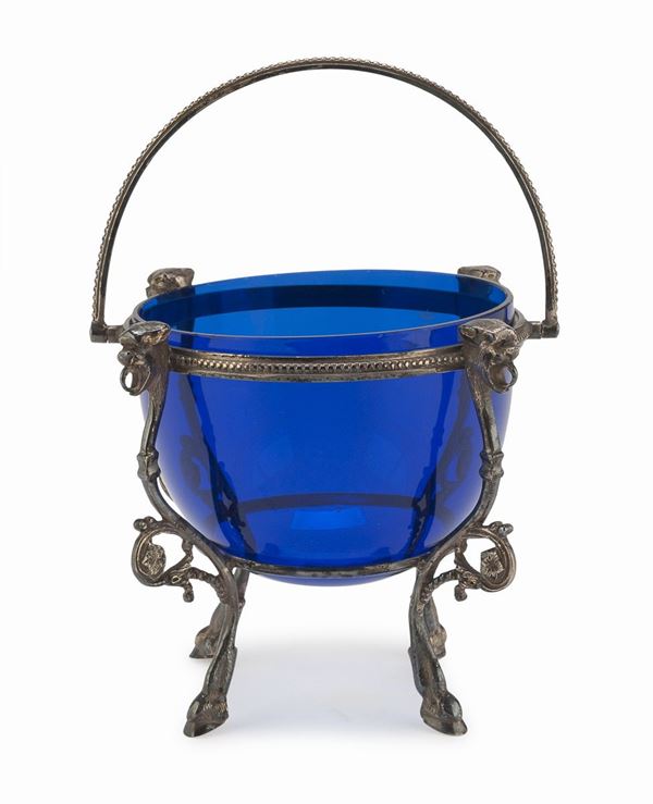 VASCHETTA IN VETRO E SILVERPLATED, PROBABILMENTE FRANCIA