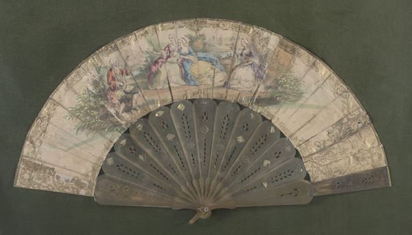 VENTAGIO IN CARTA DIPINTA, FRANCIA XIX SECOLO