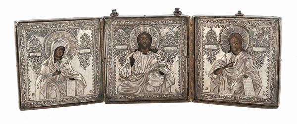 TRITTICO DA VIAGGIO, NOVGOROD 1767 GI&#193; COLLEZIONE BULGARI