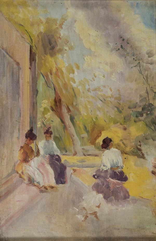 DIPINTO CONVERSAZIONE SULL&#39;USCIO