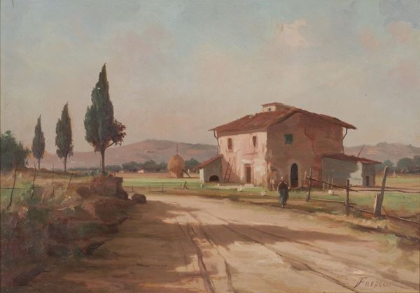 DIPINTO PAESAGGIO CON CASOLARE
