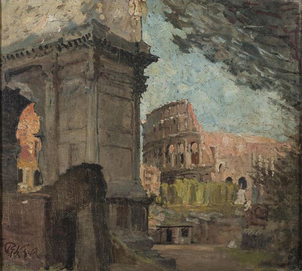 DIPINTO PAESAGGIO ROMANO DI PAULO GHIGLIA