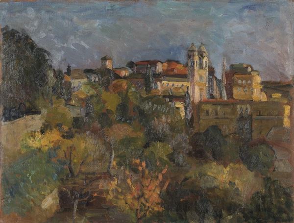 PITTORE DEL NOVECENTO PAESAGGIO ROMANO