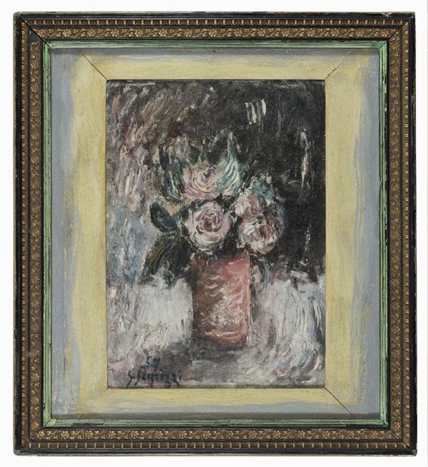 DIPINTO FIORI DI SERGIO SCATIZZI 1957