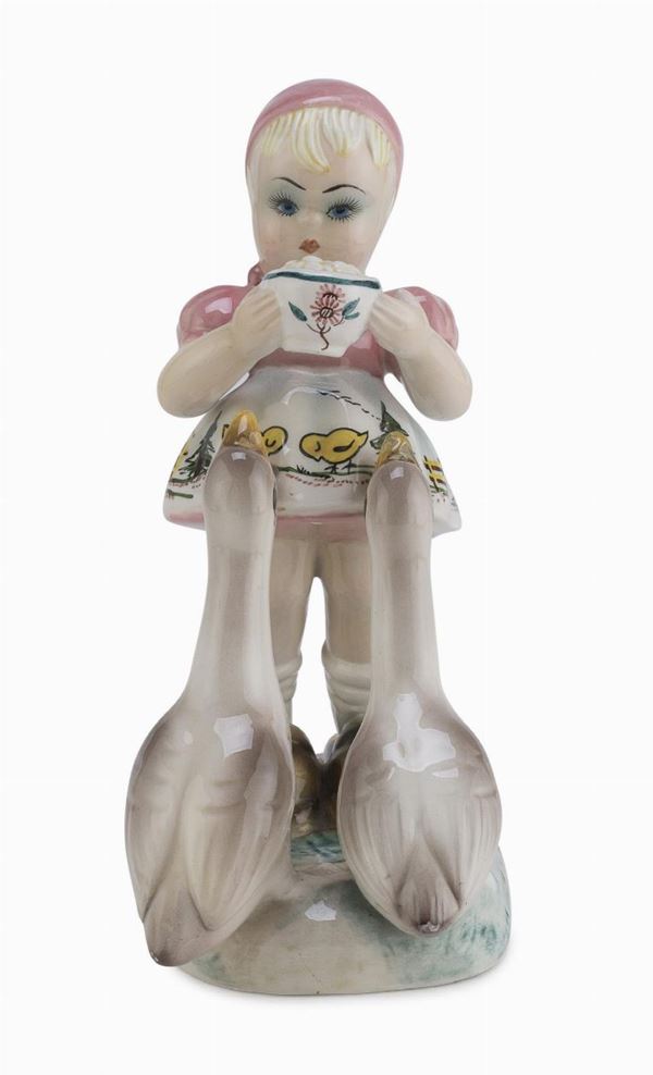 CERAMICA BAMBINA CON OCHE, TRIART ANNI &#39;40