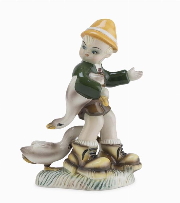 CERAMICA BAMBINO CON OCHE, TRIART ANNI &#39;40