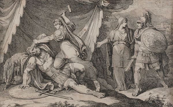INCISIONE NEOCLASSICA GIAELE E SISARA