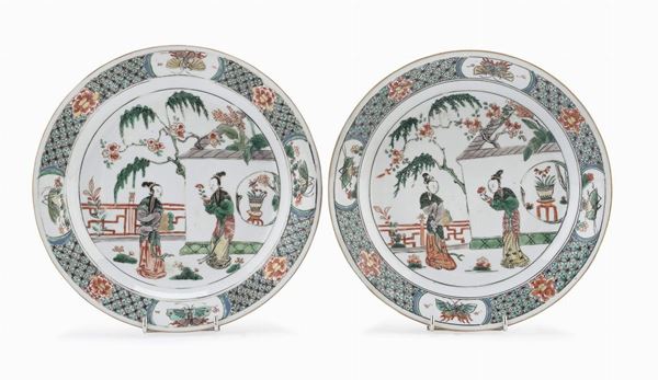 COPPIA PIATTI PORCELLANA, CINA XVIII SECOLO
