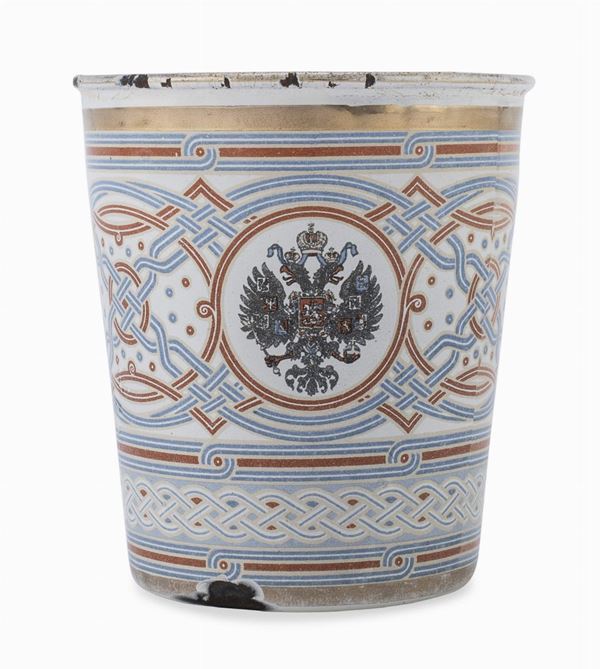 BICCHIERE CON SMALTI, RUSSIA DATATO 1896