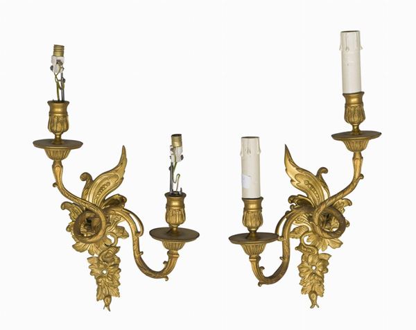COPPIA DI PICCOLE APPLIQUES IN BRONZO DORATO