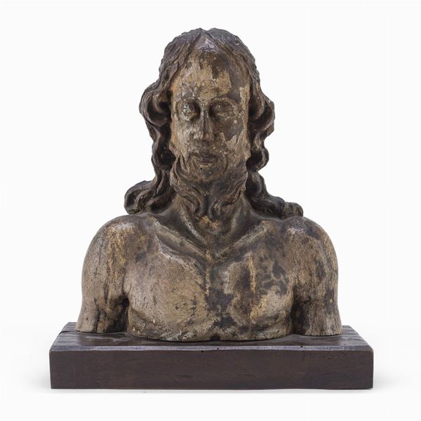 BUSTO DI CRISTO IN LEGNO LACCATO, XVIII SECOLO