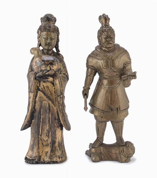 TENNO E KANNON BOSATSU IN LEGNO, GIAPPONE