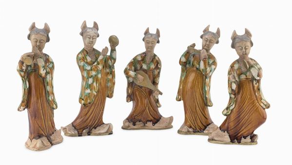 CINQUE TERRECOTTE DI MUSICANTI, CINA