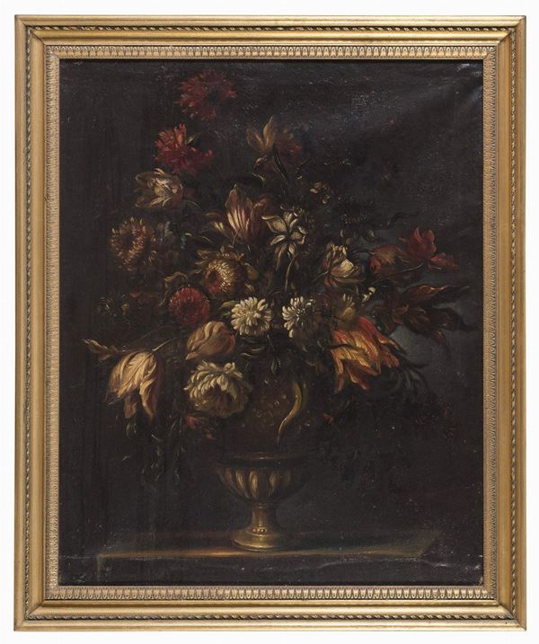 DIPINTO VASO DI FIORI DI PITTORE ROMANO
