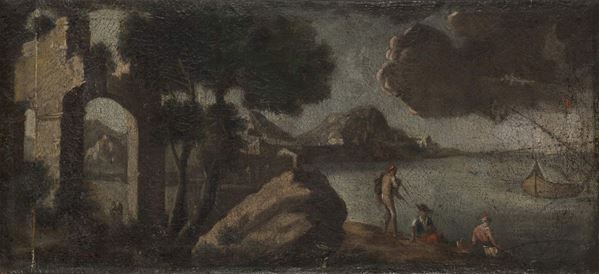 DIPINTO VEDUTA COSTIERA DI PITTORE NAPOLETANO