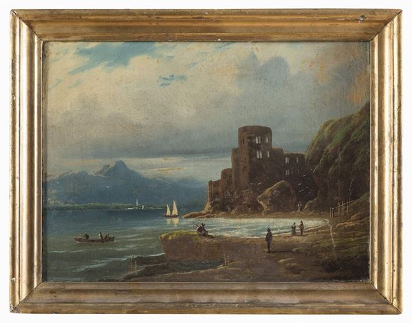 coppia di paesaggi italiani di pittore nordico