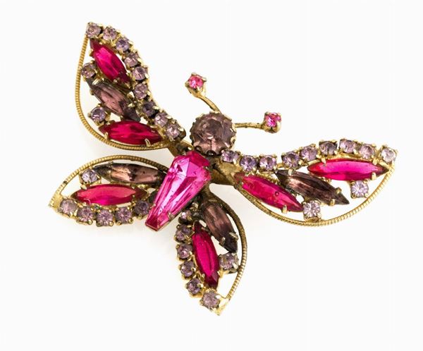 SPILLA CON CRISTALLI ROSA E ZIRCONI LAVANDA