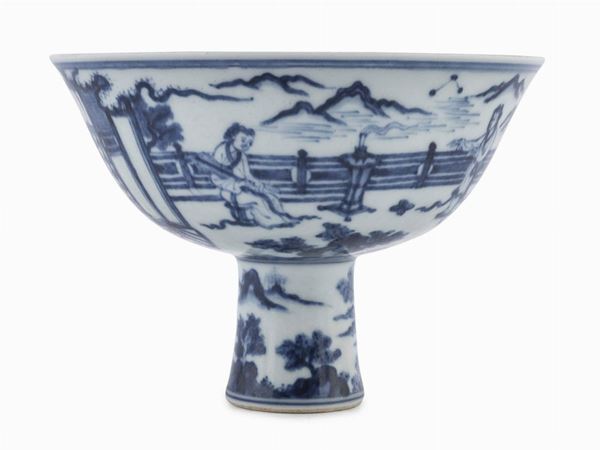COPPA IN PORCELLANA BIANCO E BLU, CINA