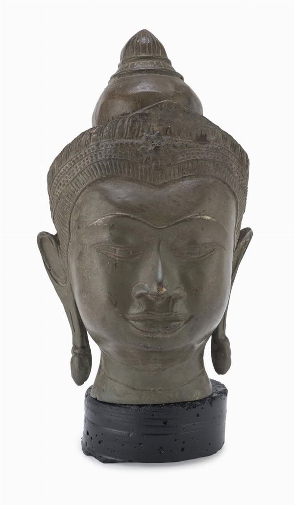 TESTA DI BUDDA IN BRONZO, CAMBOGIA