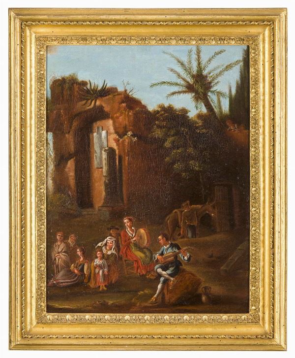 DIPINTO SCENA CON ROVINE DI PITTORE OLANDESE