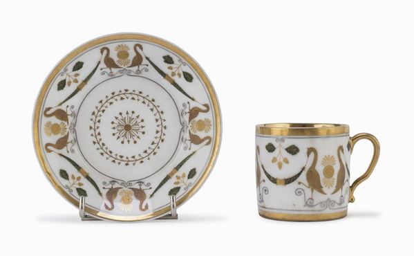 TAZZA CON PIATTINO IN PORCELLANA, NAST PARIGI