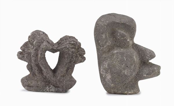 DUE SCULTURE IN P&#232;IETRA POROSA, OCEANIA