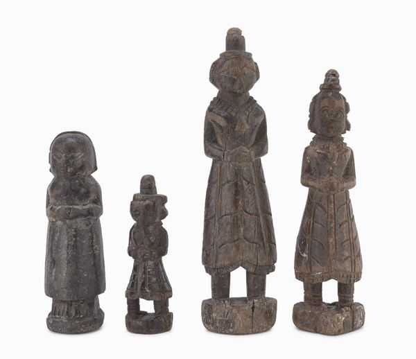 QUATTRO SCULTURE IN LEGNO, ARTE AFRICANA