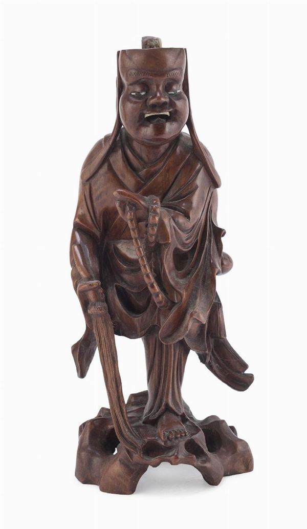SCULTURA DI LOHAN IN LEGNO, CINA