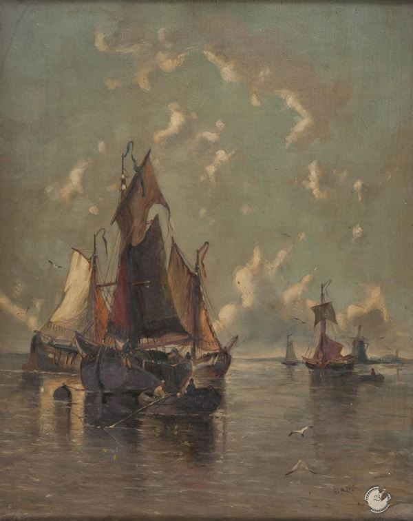 DIPINTO VELE IN LAGUNA SCUOLA VENETA