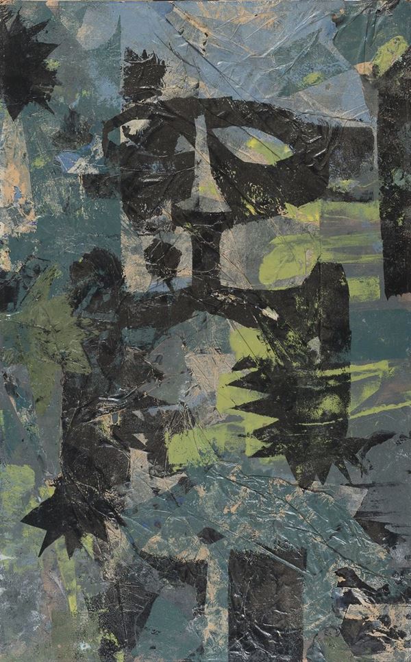 COLLAGE DI CARTA E OLIO SU CARTONE