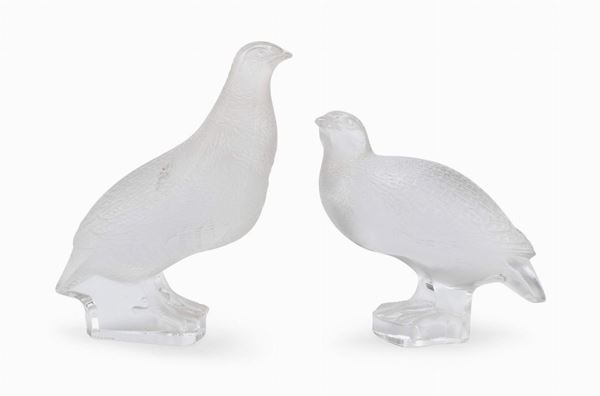 COPPIA DI SCULTURE DI UCCELLI, LALIQUE FRANCE
