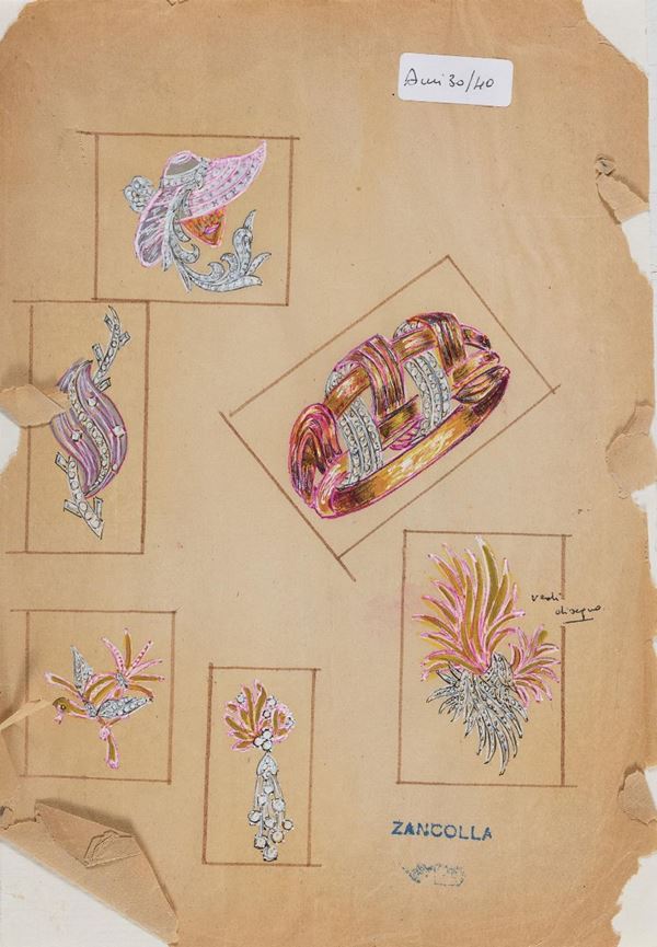 PROGETTI PER SPILLE, ANNI '50/'60 DI GIULIO ZANCOLLA