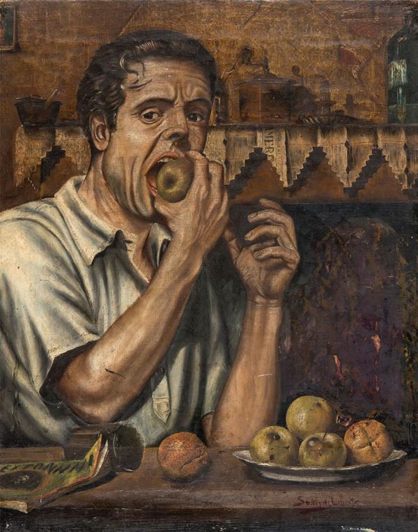 DIPINTO UOMO CON MELA