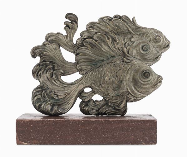 SCULTURA DI PESCI IN BRONZO