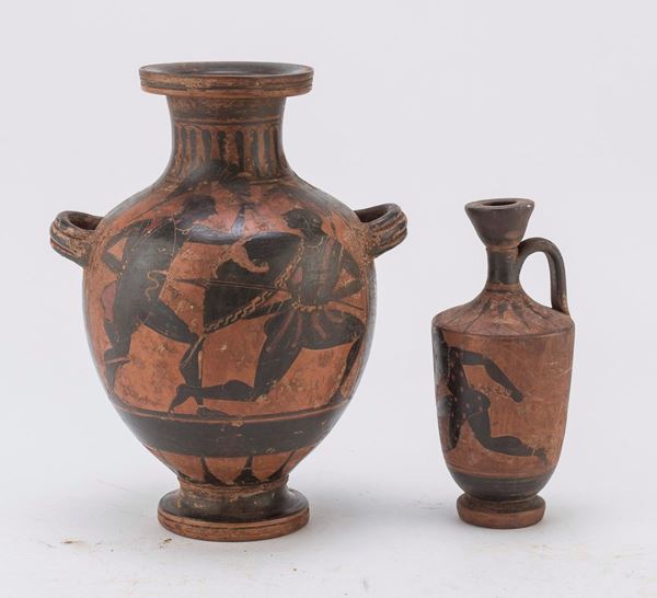 UN HYDRIA ED UNA LEKYTHOS, XIX SECOLO