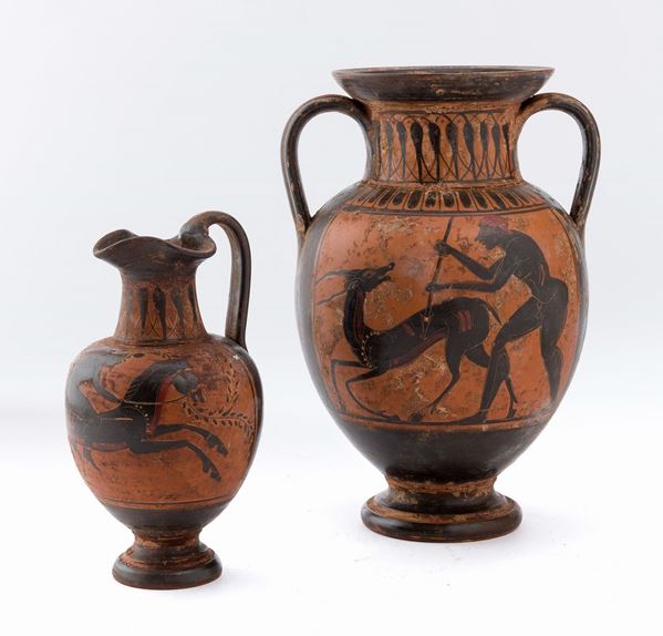 ANFORA E OINOCHOE A VERNICE NERA, XIX SECOLO