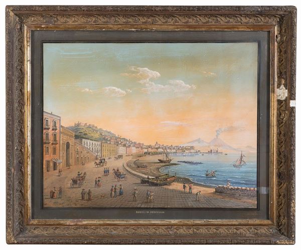 GOUACHE NAPOLI DA MERGELLINA