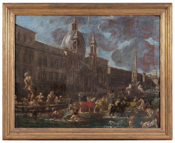 NAUMACHIA A PIAZZA NAVONA DI PITTORE ROMANO