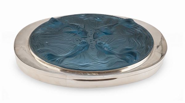 CONTENITORE IN ARGENTO E VETRO, BINAZZI FIRENZE